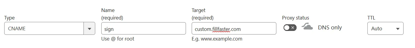 Example CNAME Record Configuration