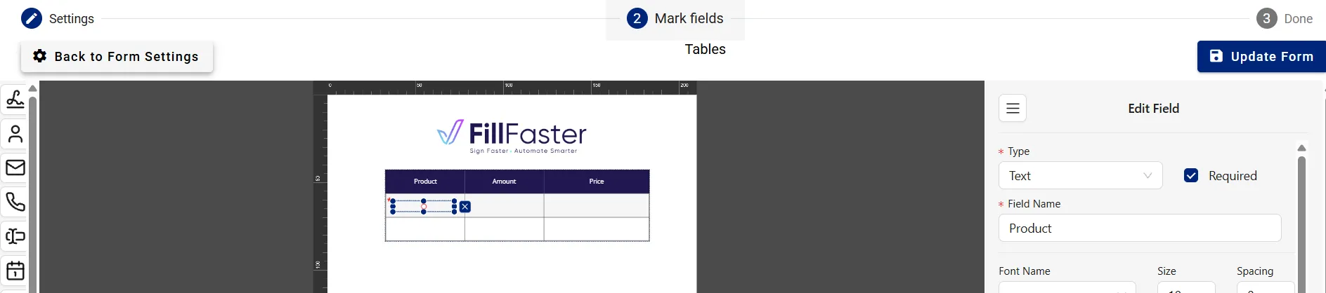 An example of a duplicated 'Signature' field in the form builder