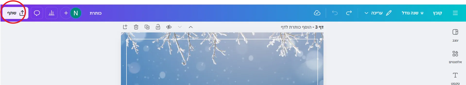 לחצו על כפתור Share ב-Canva