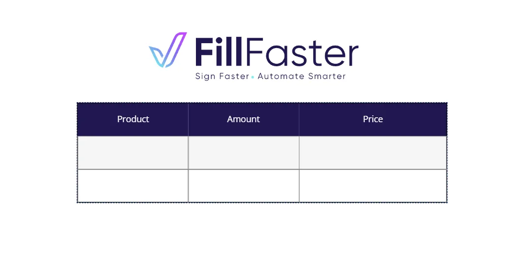 Example of a PDF document prepared with blank spaces