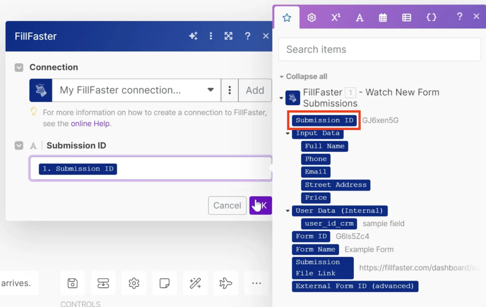 Mapping the submission ID to the 'Get a Submission PDF' module
