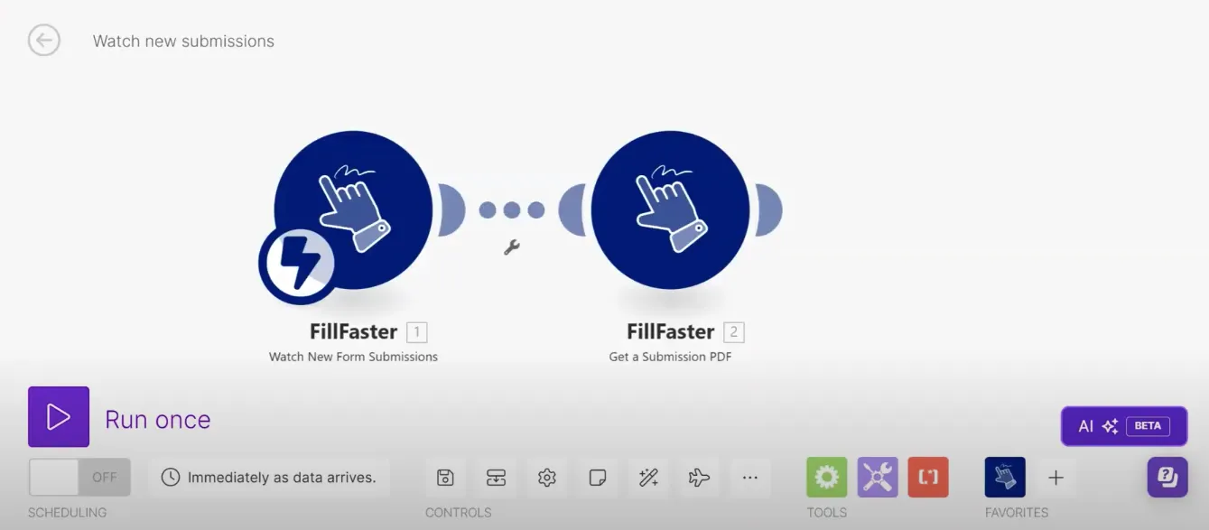 Retrieved PDF available as a file object in Make.com