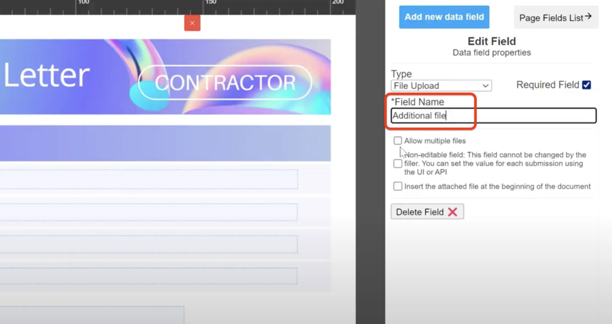Rename the file upload field