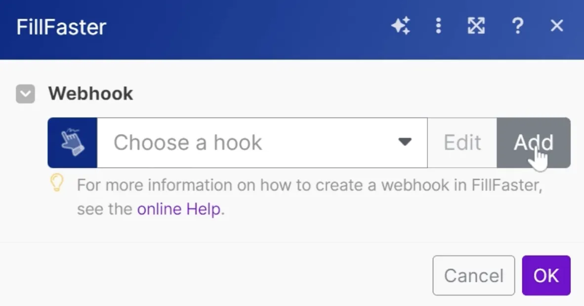 Adding a new webhook in Make.com