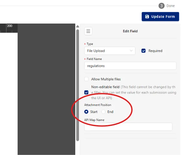 Choose to place the PDF at the beginning of the document