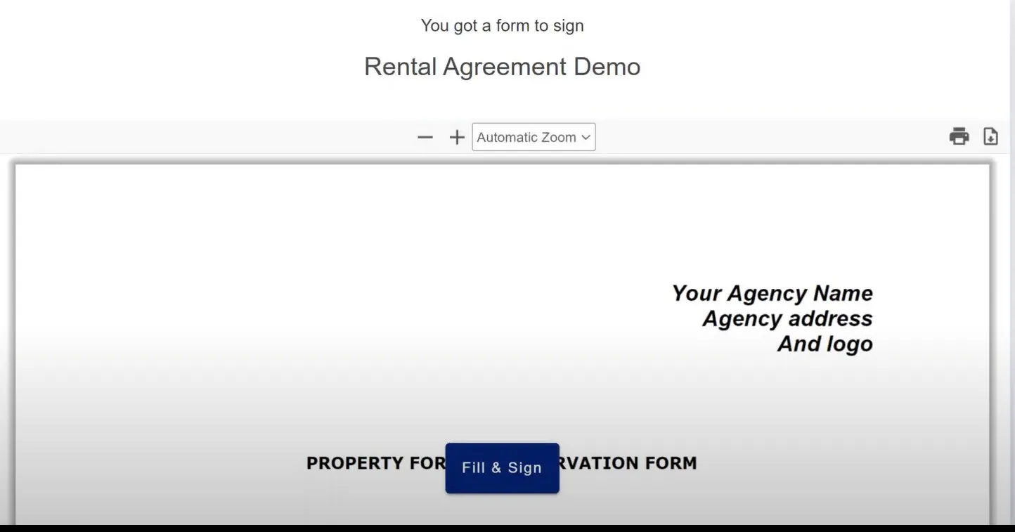 Form view after preview mode is enabled, showing the document preview first