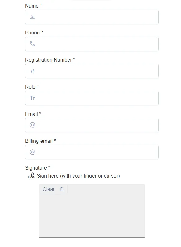 How the form appears to the recipient with fillable form fields