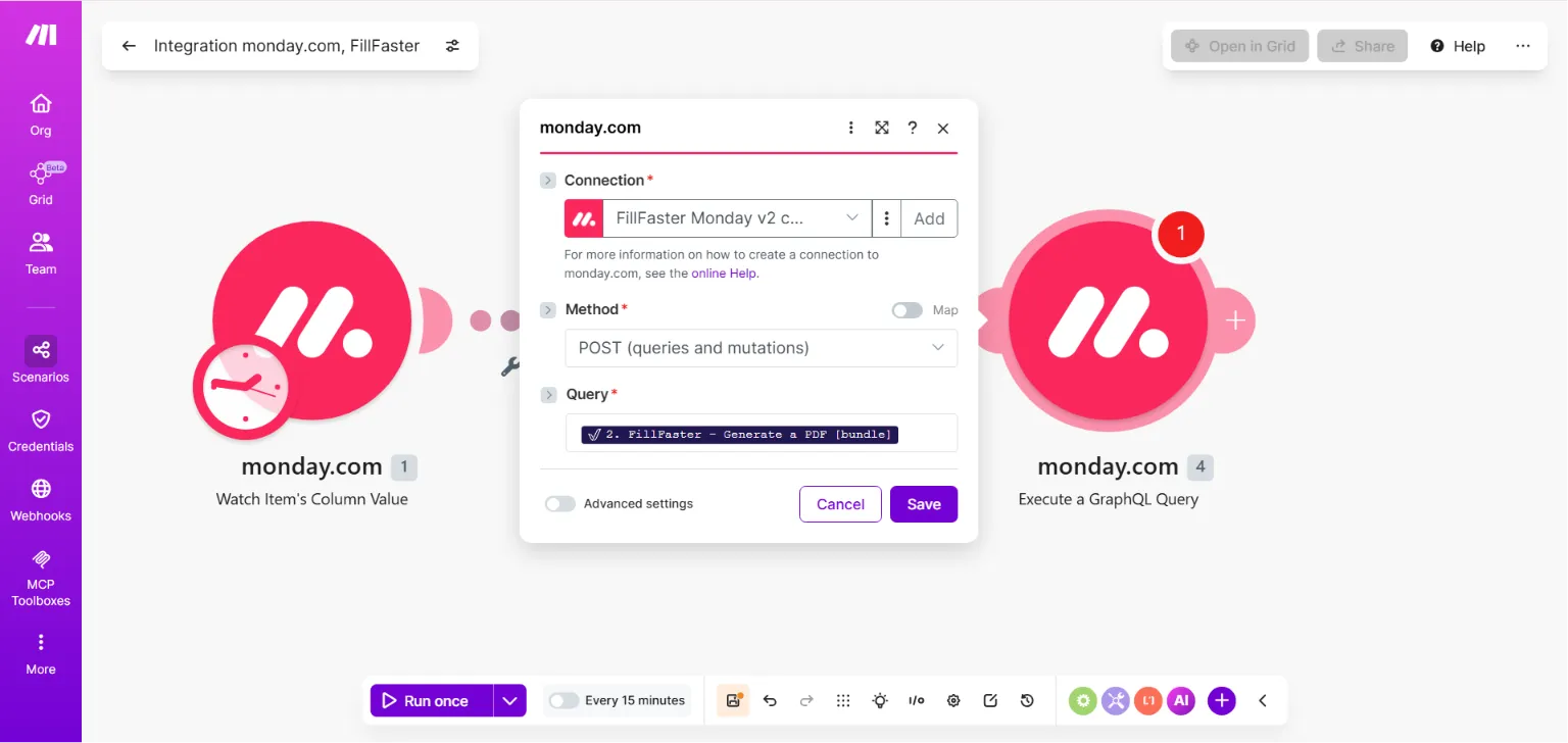 שמירת הגדרות המודול ב-Make.com