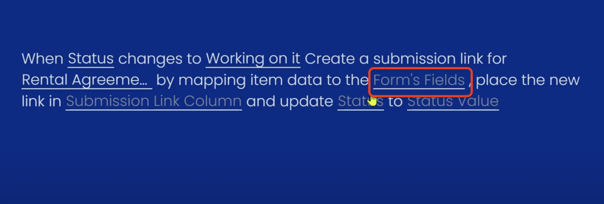 Clicking the 'Form's Fields' button to start mapping data