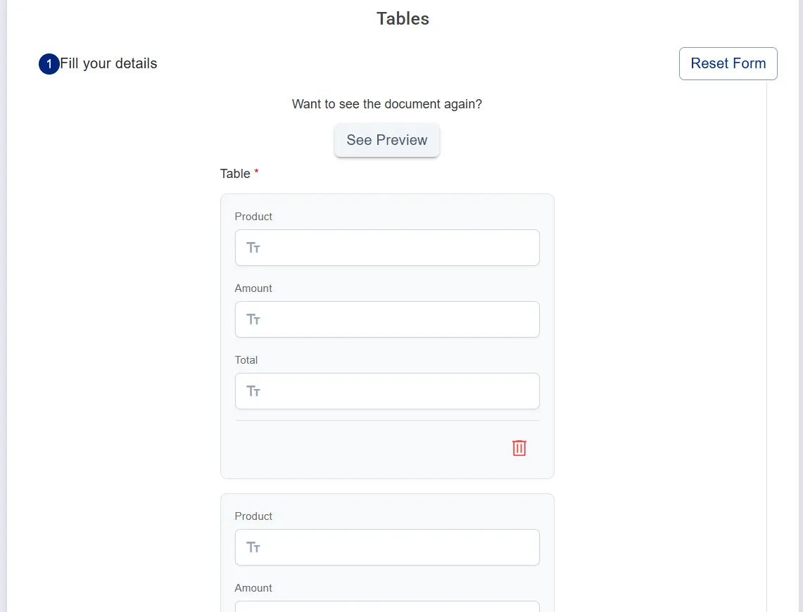 Table view from recipient's perspective