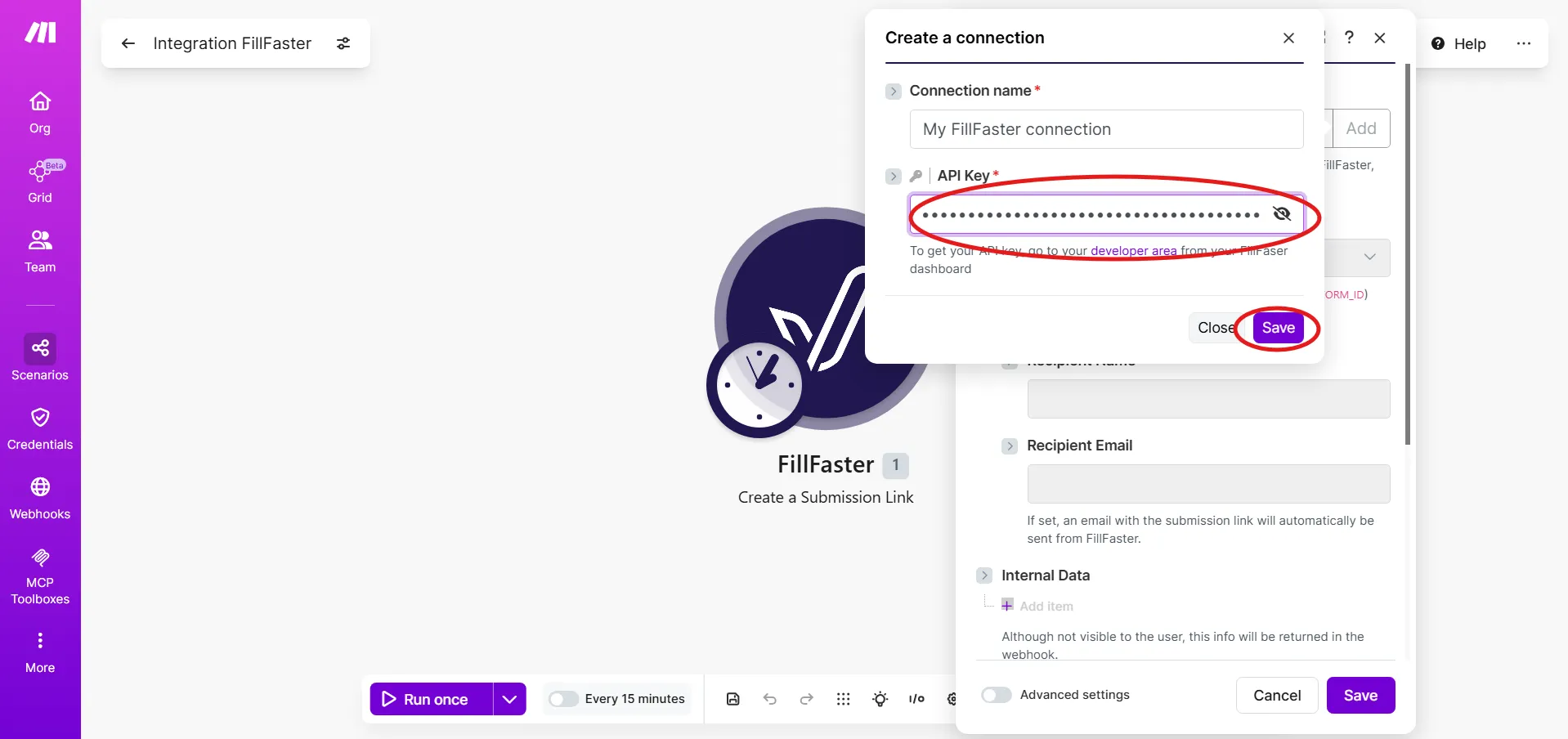 Copying the new API token