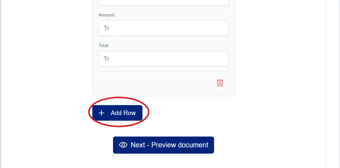Adding a new row to the table