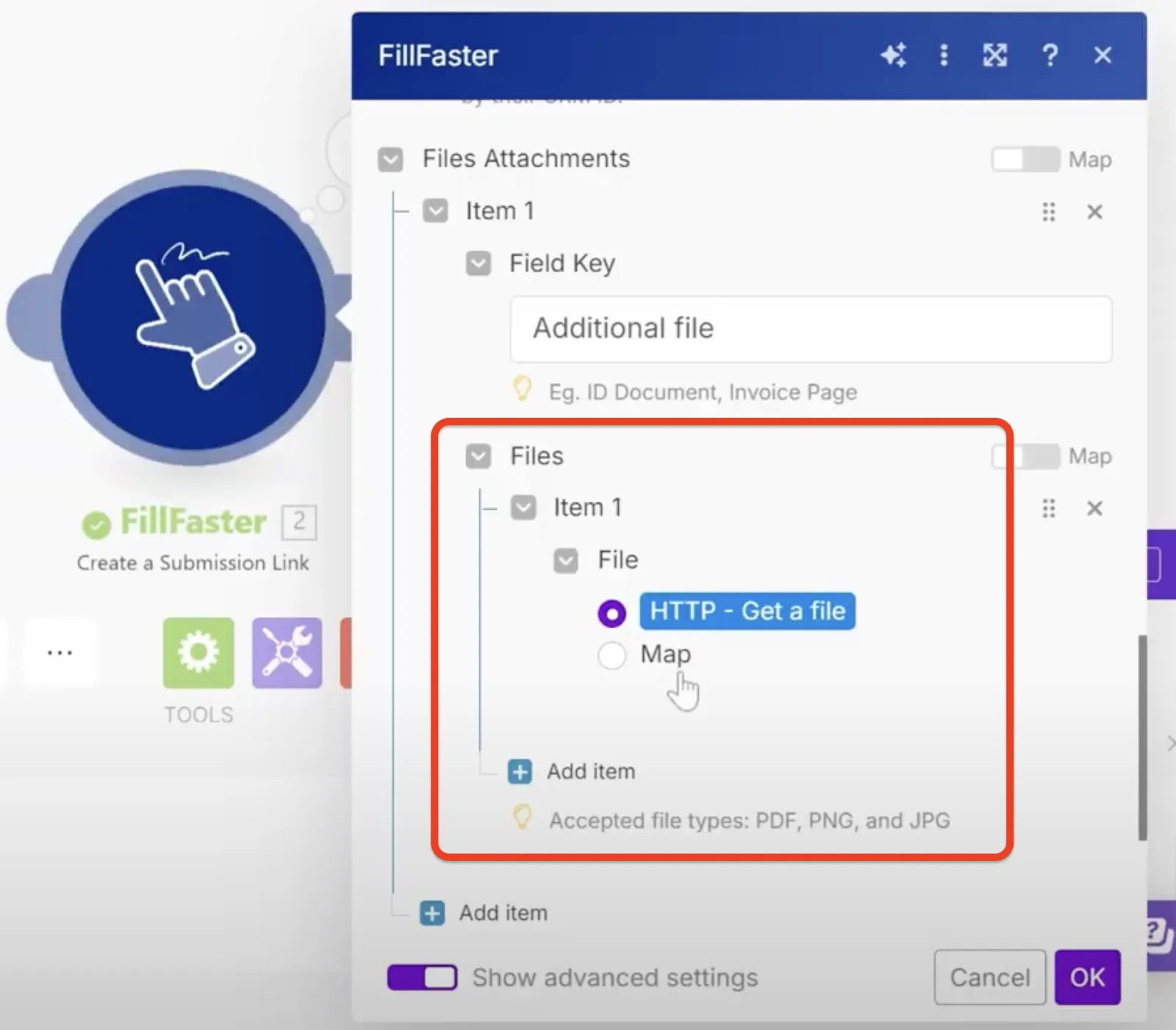 Add files from a source like Google Docs