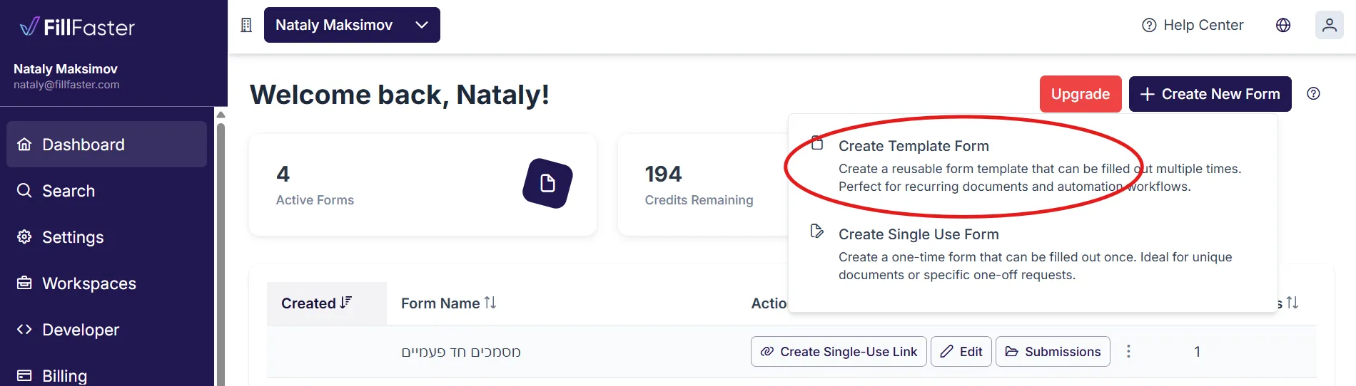 Uploading a PDF document in the form builder